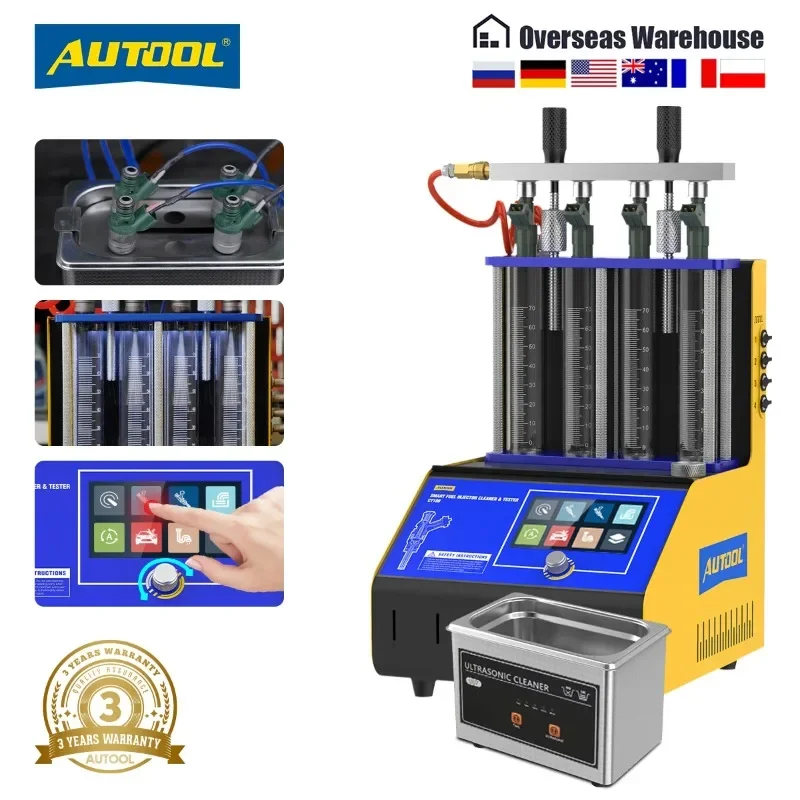 

Интеллектуальный автомобильный тестер топливного инжектора AUTOOL CT180, Очистительная Машина, инжектор, ультразвуковой очиститель, 4 цилиндра, 110 В, 220 В