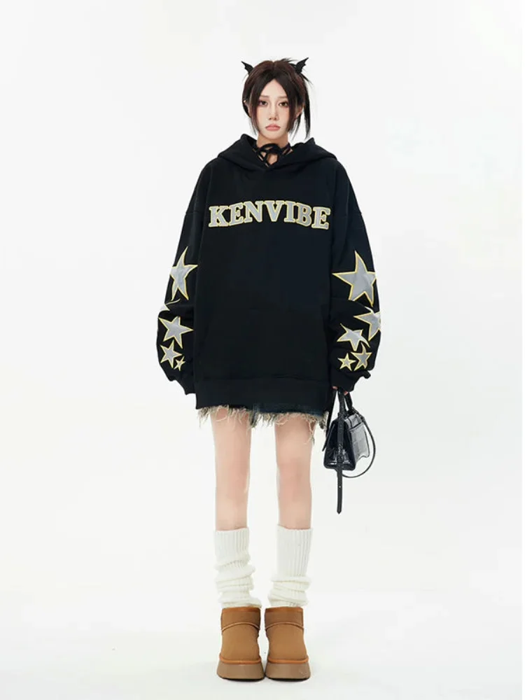 

Женская винтажная Толстовка в стиле Харадзюку, Повседневная Уличная одежда, Свободный свитшот в стиле хип-хоп с надписью, Y2K, 2023