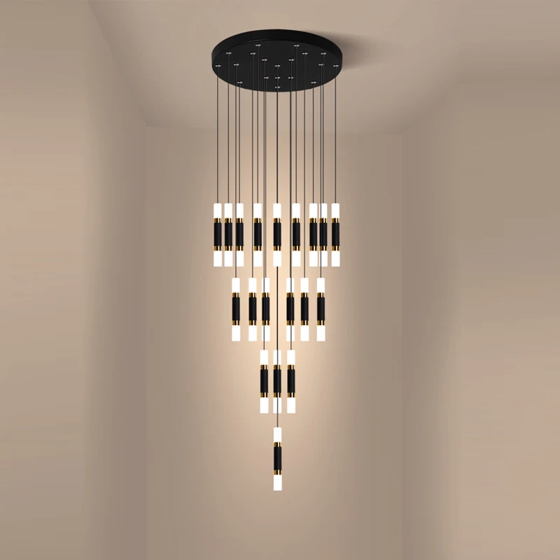 

Modern led long tube chandelier villa dining room living room staircase indoor lighting shopping mall hall staircase long light
