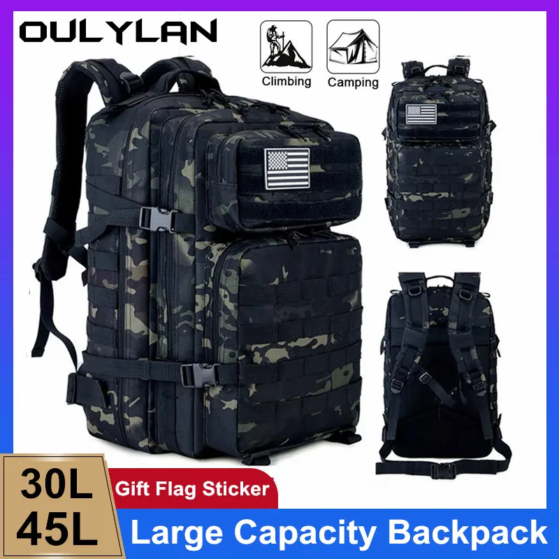 

Oulylan 30L/45L Camping Hunting Backpack Waterproof Rucksack Climbing Hiking Bag Large Capacity Rucksack 3P Molle Assault Bag