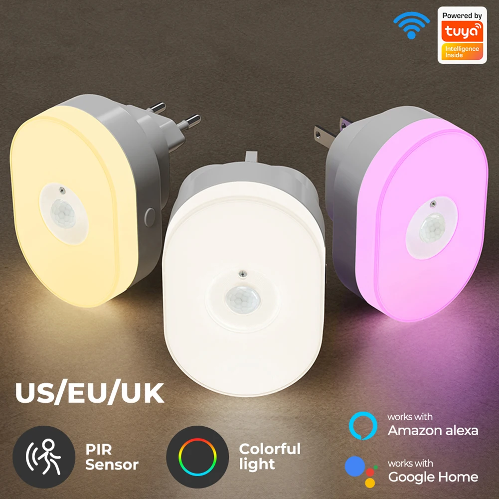 

WiFi Tuya Smart Night Light PIR Motion Sensor Lamp Voice Control Work with Alexa Google Home Asistant Timing Countdown Function