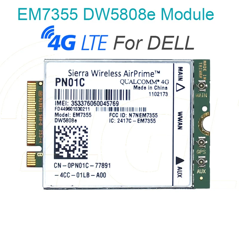 Sierra sem Fio Dw5808e 4g Lte Módulo Em7355 Qualcomm Wwan Ngff Cartão dw 5808e para Dell Venue 11 Pro Latitude 14 12 11 Pro