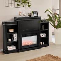 70 Inch Modern Fireplace Media Entertainment Center Sturdy MDF Large Storage Bookcase Multipurpose 2-in-1 Classic TV Stands