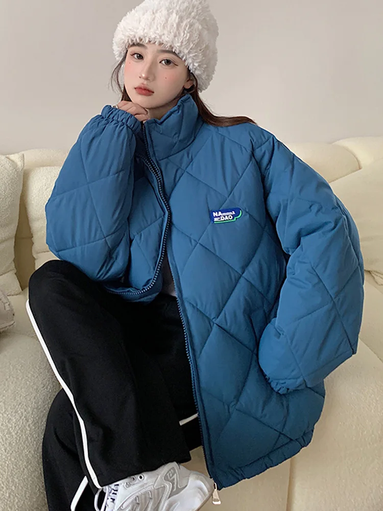 

Autumn Winter clothes women Cotton-padded jacket Thicken Warm Parkas Casual Solid oversized Stand Collar Coat Jackets Outwear