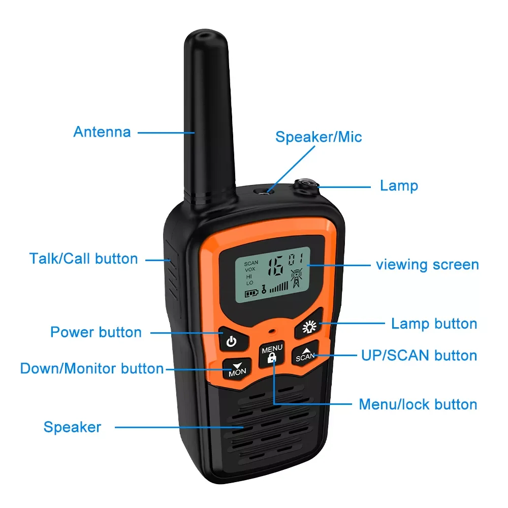 Sports Walkie Talkies Long Range 2-Way Radios Up to 5 Miles Range in Open Field 8/22 Channel FRS/PMR/GMRS Walkie-Talkies
