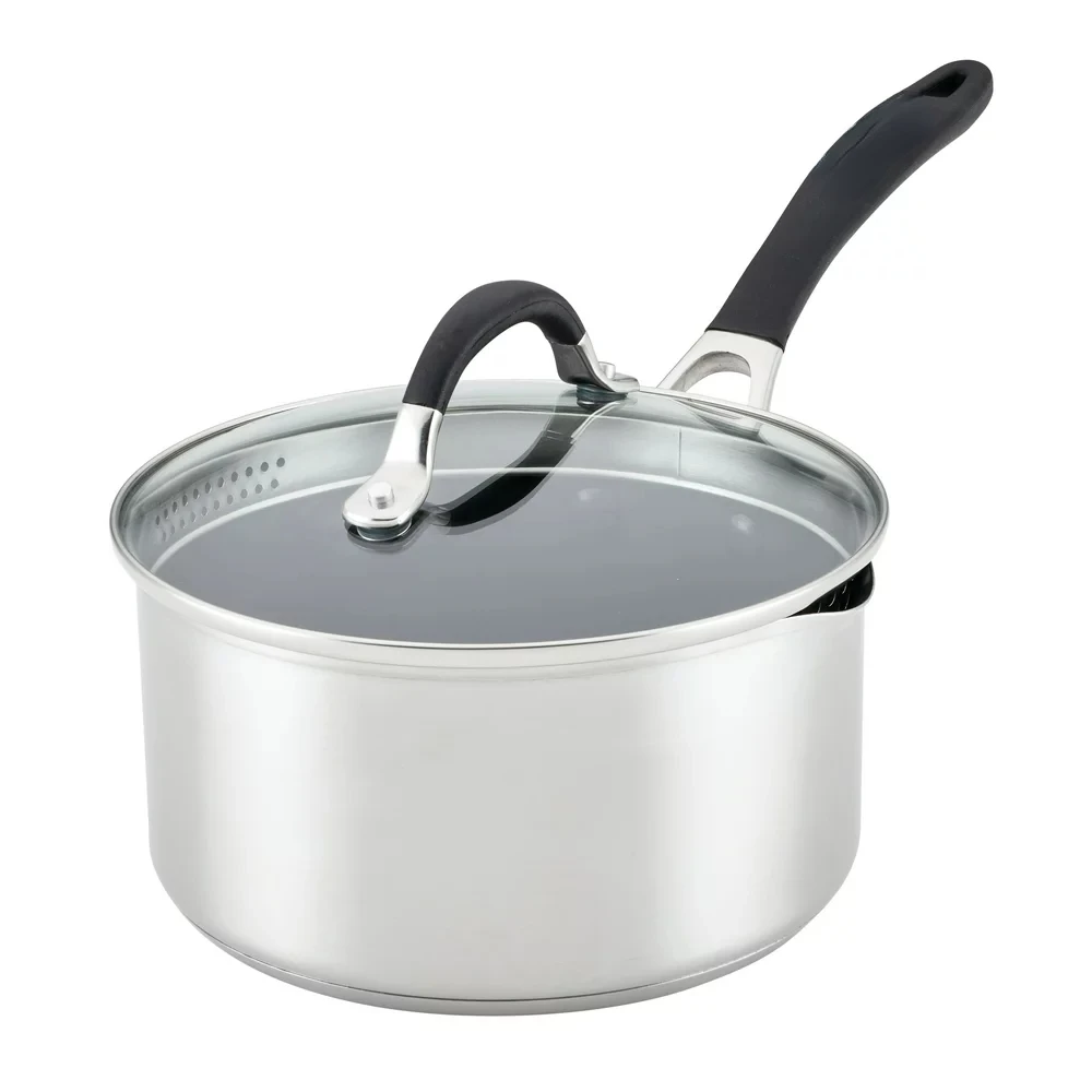 

Stainless Steel Saucepan with Straining Lid, 3 Quart, Silver