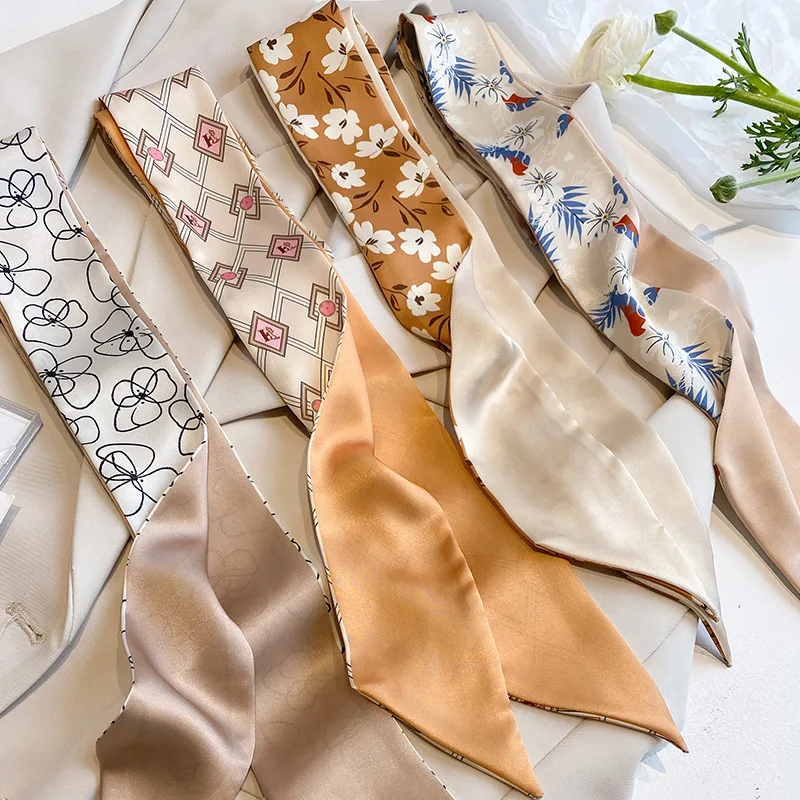 Series Silk Scarf Hair Band Vintage Temperament Silk Face Floral Bow Tied Hair Rope Hair Accessories