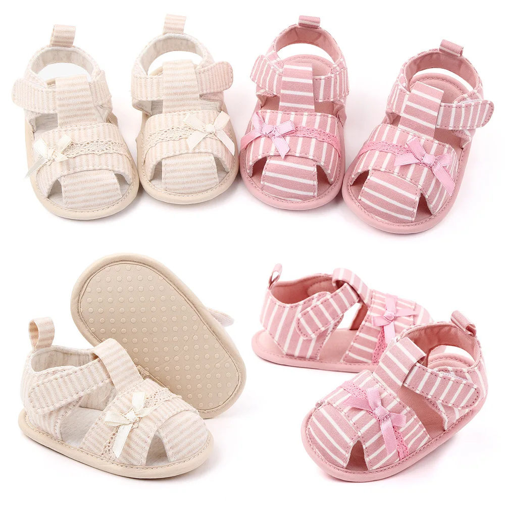

Summer Girl Infant Sandals Cute Flower Anti-Slip Cotton Sole 0-18M Toddler Baby First Walkers Party Gift Princess Pearl Shoes