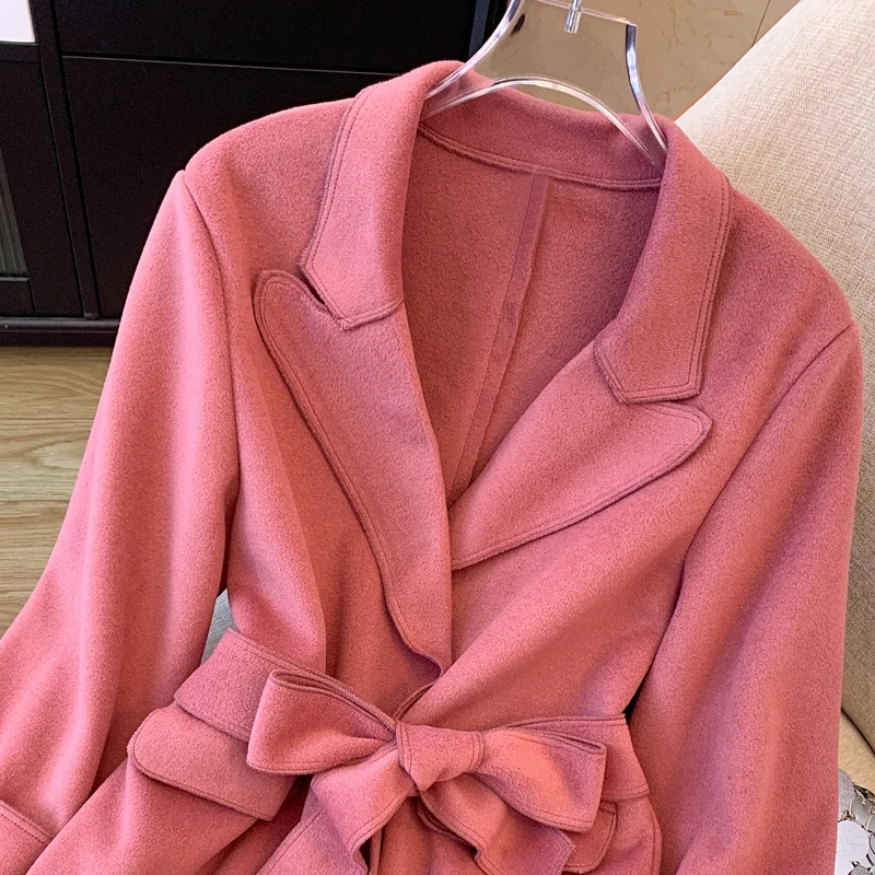 SuperAen розовое шерстяное пальто в корейском стиле женские осенне-зимние новые