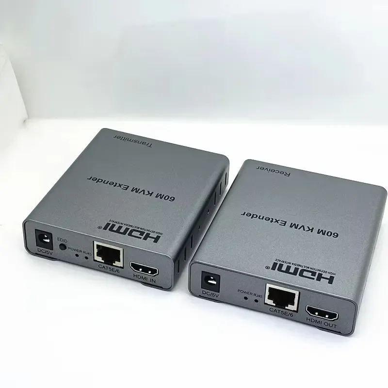 Фото FJGEAR 60M KVM-удлинитель 1080P для передачи аудио- и видеосигнала по кабелю Ethernet CAT5e/CAT6 RJ45, приемопередатчик, конвертер для расширения сигнала №2