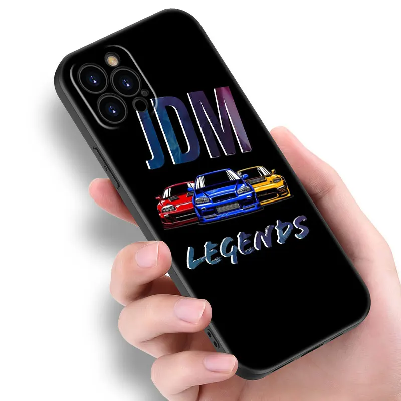 Черный чехол JDM для телефона с изображением спортивных автомобилей и комиксов Apple