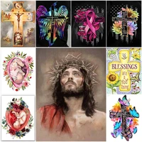 diy 5d diamond painting religious cross stitch kits embroidery mosaic crucifix jesus flower butterfly rhinestones decor art gift