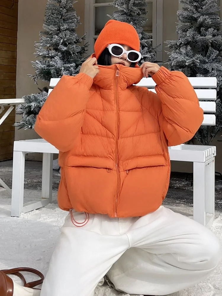 Duck Puff Feeling Тыквенный цвет Пуховик Женское зимнее высококачественное пуховое
