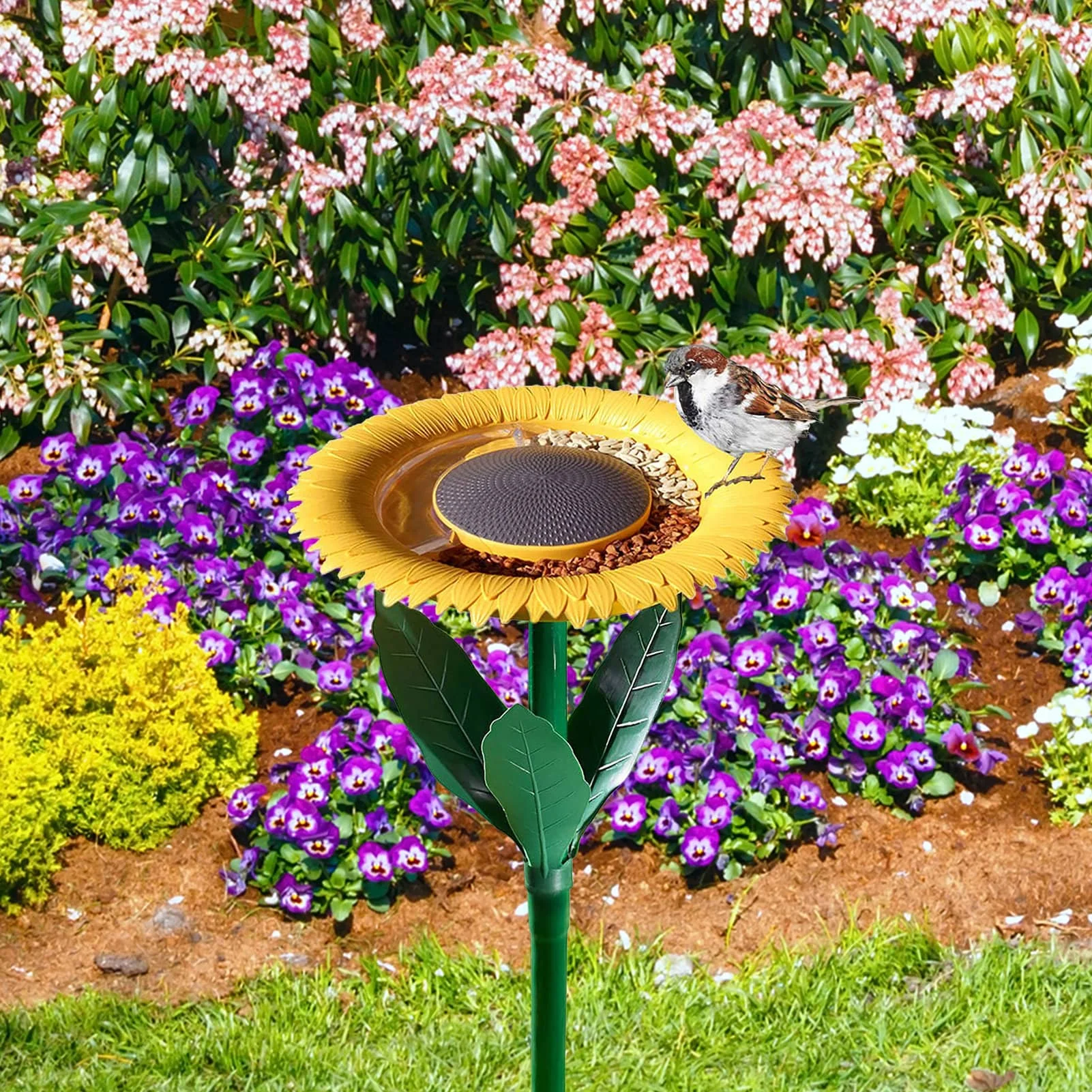 

Suower Birdfeeder Squirrel Proof Outdoor Bird Bath Feeding Tray DecorStanding Flower Wild Bird Feeders Stakes Decor Beautiful