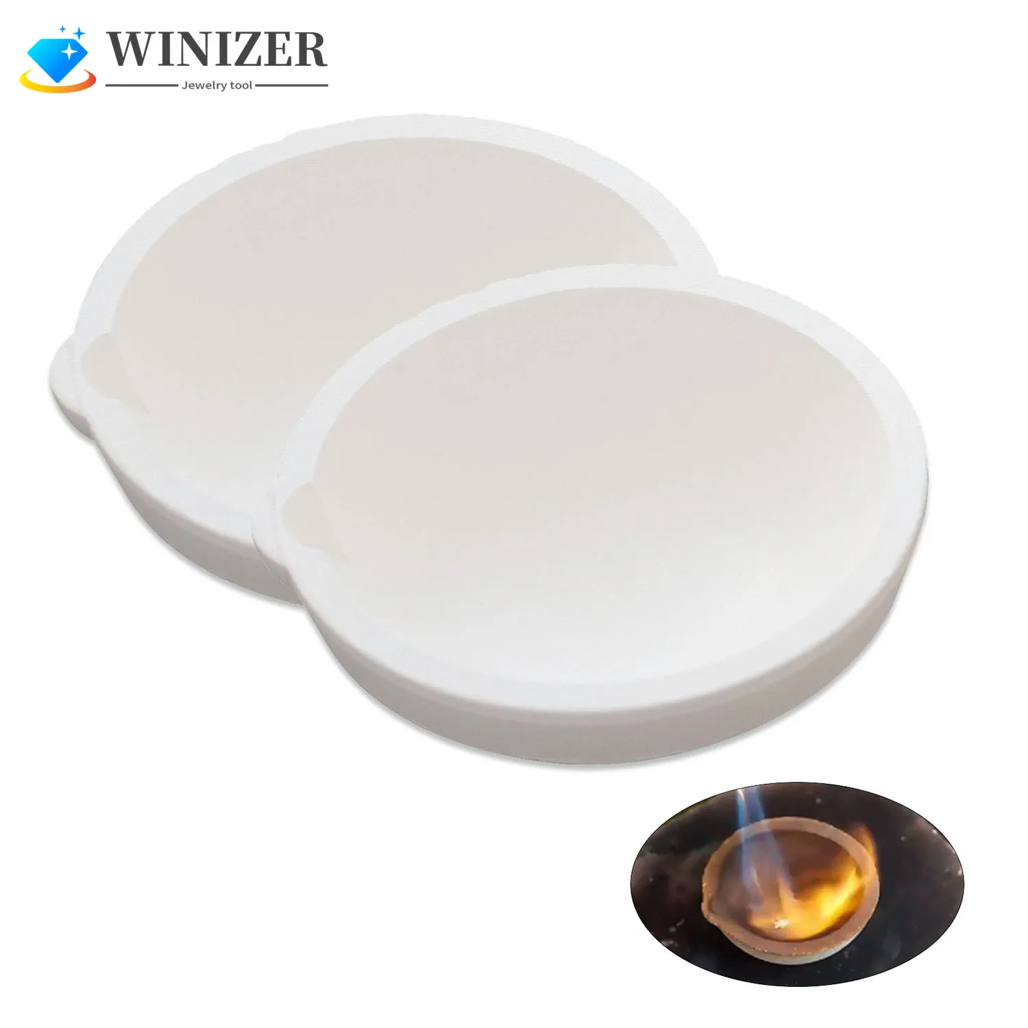 

High Temperature Quartz Silica Melting Crucible Ceramic Crucible for Furnace Melting Casting Refining Gold Silver（100G-10Kg）