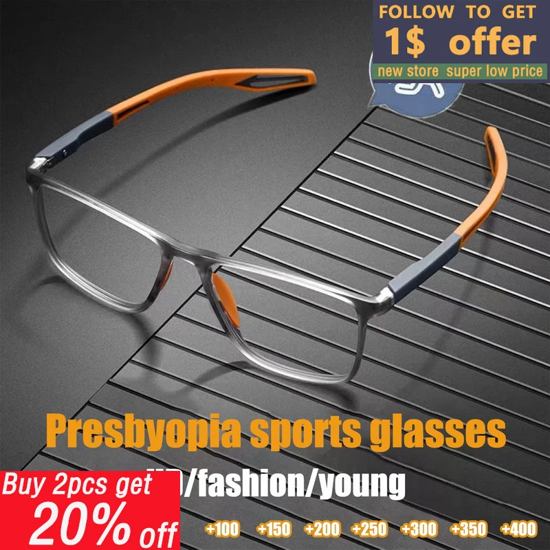 

TR90 Ultralight Sports Reading Glasses For Presbyopia Far Sight Optical Lenses For Men Women With Diopter A+4.0