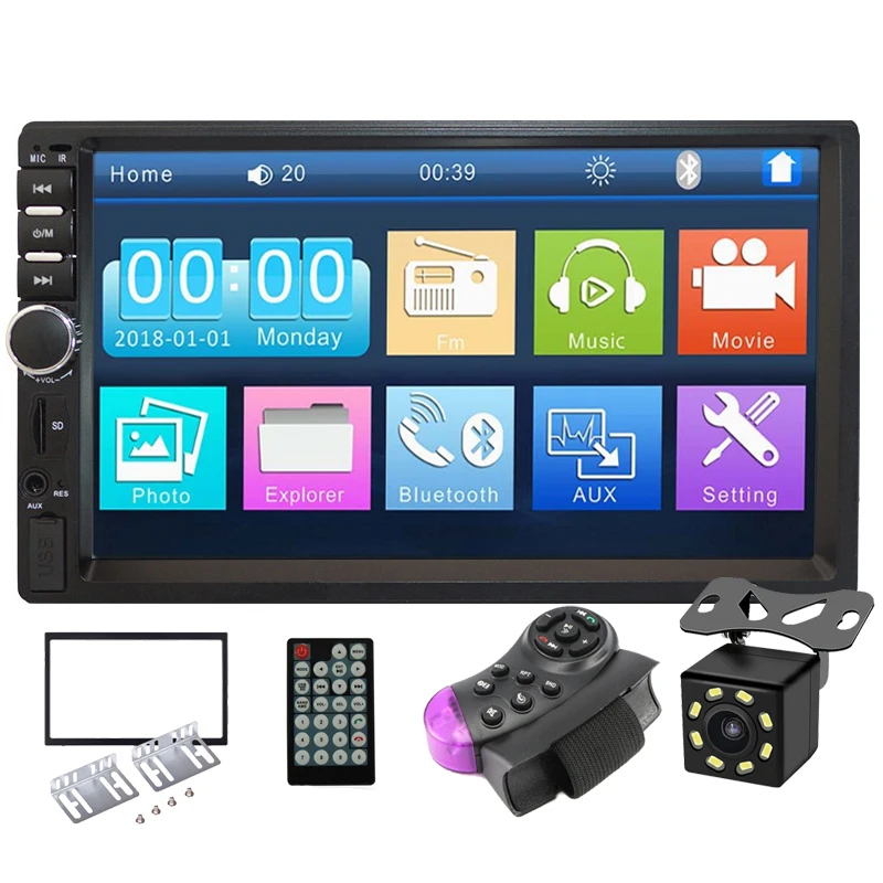

2 Din 7 Inch Auto Radio Touch Screen Car Stereo Multimedia Player, Mirror Link/FM/TF MP5 With Accessories