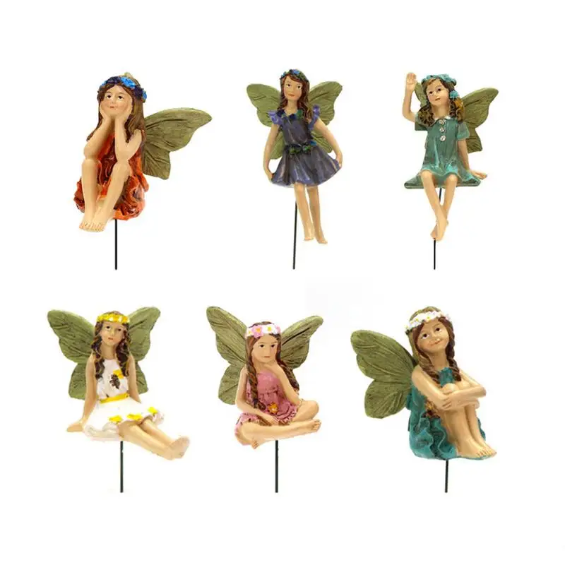 

6Pcs/set Miniature Garden Fairies Figurines Resin Mini Fairy Statue Figure Fairy Garden Ornaments Decorations Accessories