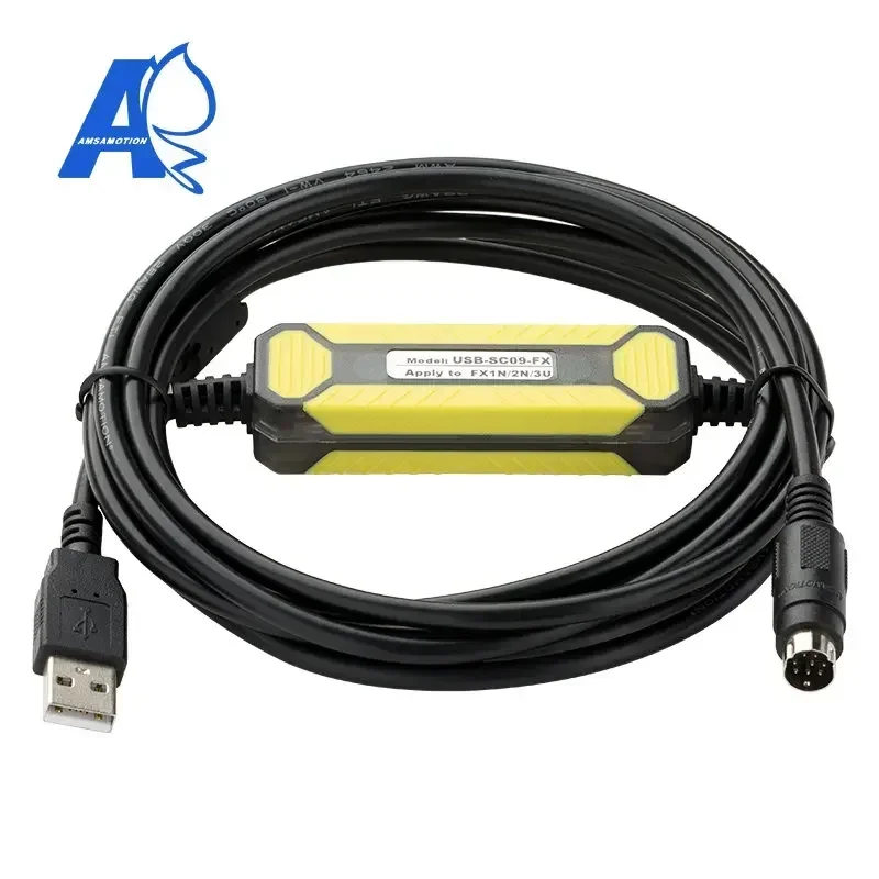 Фото Программировочный кабель AMSAMOTION USB-SC09-FX для ПЛК Mitsubishi, совместимый с FX-USB-AW FX2N/FX1N/FX0N/FX0S/FX1S/FX3U №2