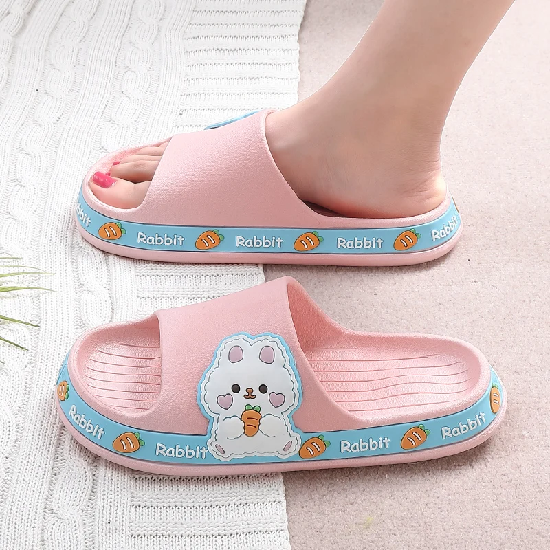 

Cartoon Rabbit Summer Slippers Flip Flops Women Ladies Shoes Bathroom Soft Non-slip Sole Casual Beach Home Slipper Slides