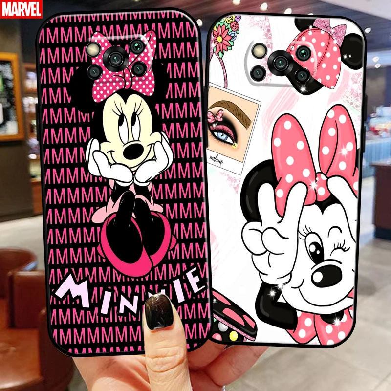 

Cute Cartoon Minnie Mickey Mouse For Xiaomi Poco X3 Pro NFC GT Phone Case Black Funda Coque Liquid Silicon Soft