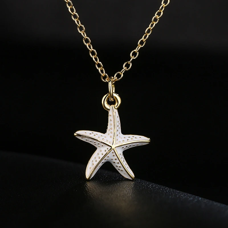 

Boho Colorful Enamel Choker Necklaces for Women Simple Trendy Starfish Pendant Clavicle Necklace Fashion 18K Gold Plated Jewelry