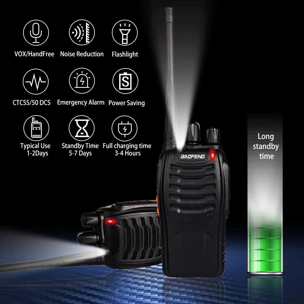 2Pcs/Lot baofeng BF-888S Walkie Talkie Two-way Radio Set BF 888s UHF 400-470MHz 16CH walkie-talkie Radios Transceiver