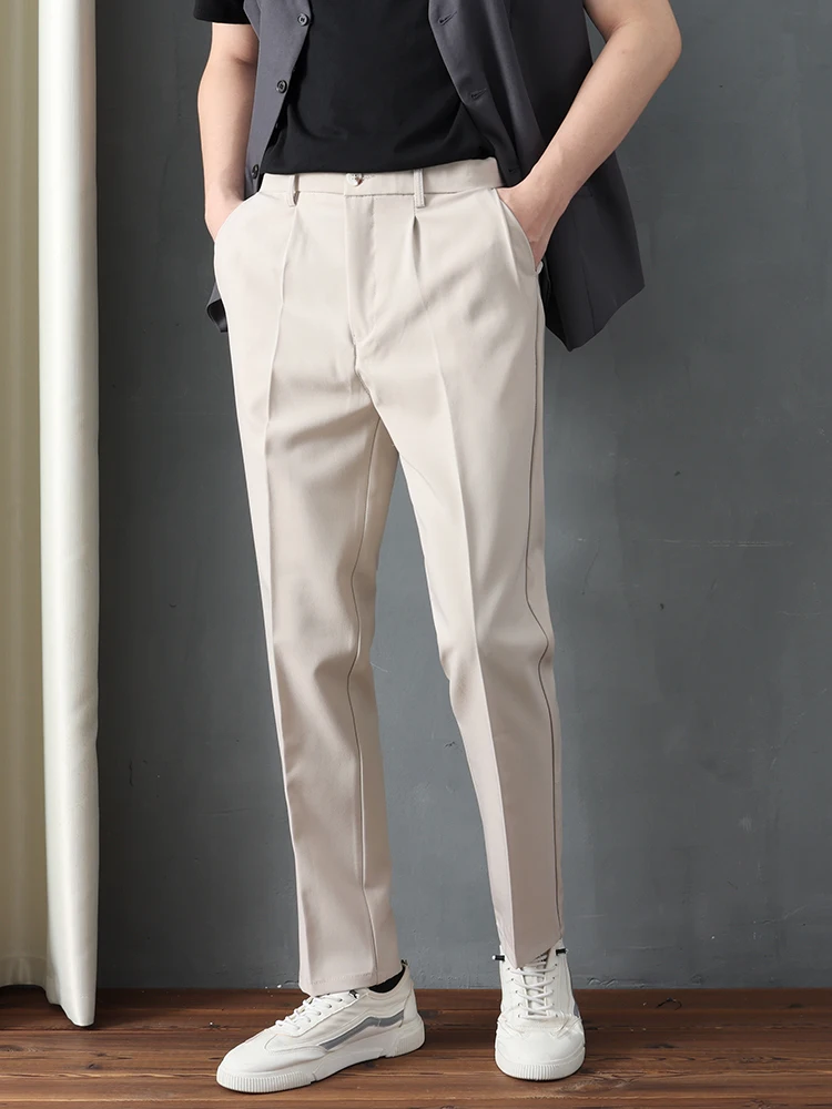 Высококачественные повседневные костюмные брюки мужские корейские модные