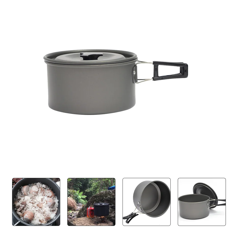 

Outdoor Camping Cooking Pot Cookware Pots Pans Aluminum Non Single Set Cook Camp Pan Kit Hiking Griddle Cookers Portable Skillet