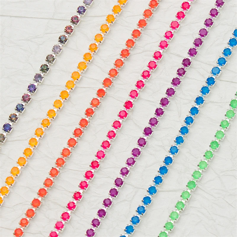 Стеклянная цепочка со стразами 2 5 мм 10 ярдов