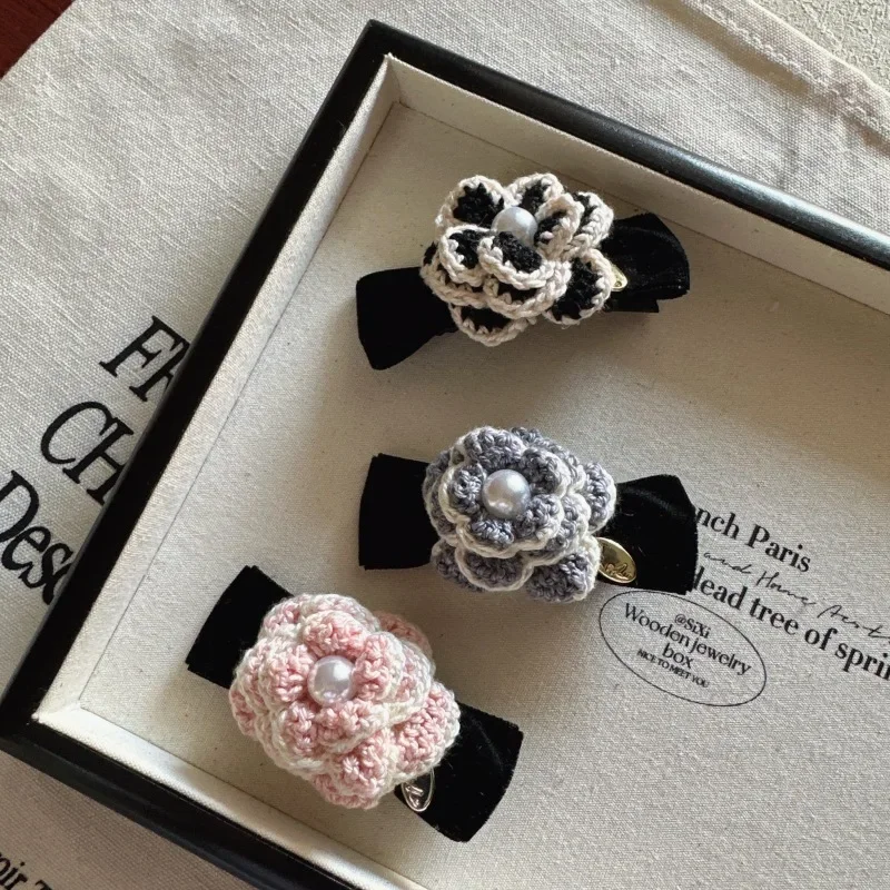

Cute Girl Simple Hair Pins Wool Camellia Autumn Winter Hair Clips for Women Fashion Hair Accessories