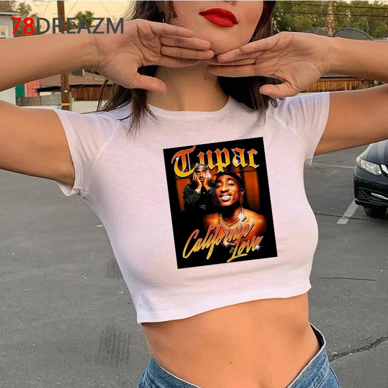 Кроп-топ Tupac 2pac женская футболка 2022 ulzzang повседневная одежда в стиле Харадзюку