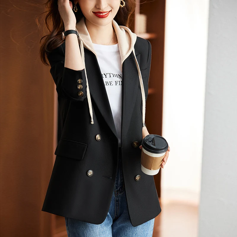 Korean Autumn Winter Women Coffee Gray Formal Blazer Office Ladies Female Long Sleeve Wide Loose Business Work Wear Jacket Coat