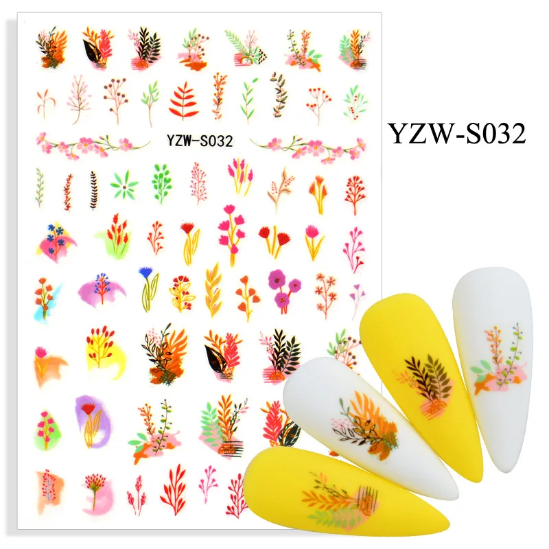 

1Pc Colorful Flowers Nail Stickers Nails Set Face Nail Art Sliders for Nails Nail Art Decorations Nail Decorations for Manicure