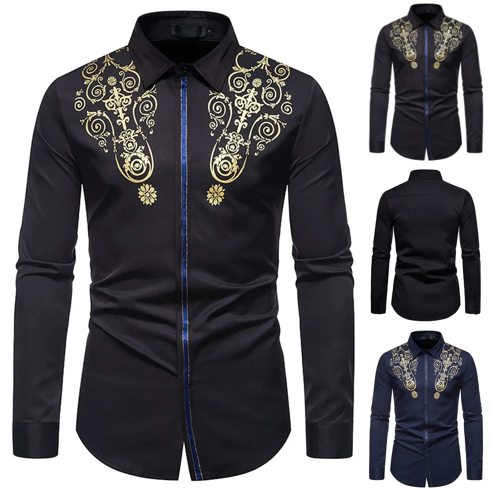 

Men's Access Concealed Lapel Casual Fall/winter Shirt Control Long-sleeved Men Shirts Mens Long Sleeve Shirts Casual