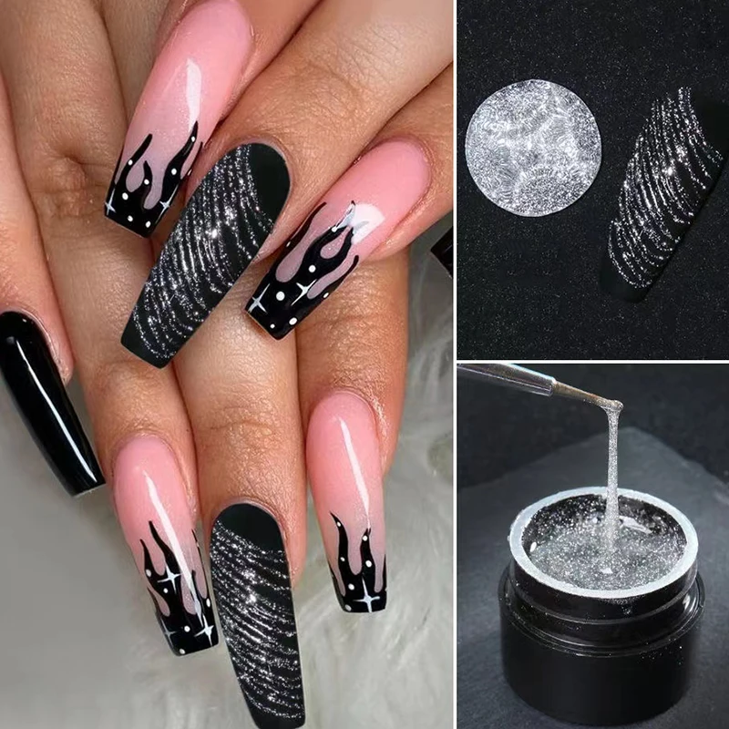 

5ml Wire Drawing Gel Nails Polish Spider Web Varnish Painting Liner DIY Design Black White Lacquer Silk UV Glue Manicure