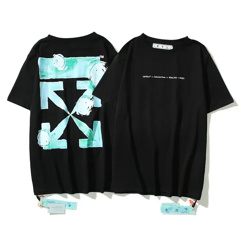 

Summer Off Heavyweight Loose T shirts Luxury Pure Cotton Oversize Casual Daily white Tees Top For Men Brand Letter Printed