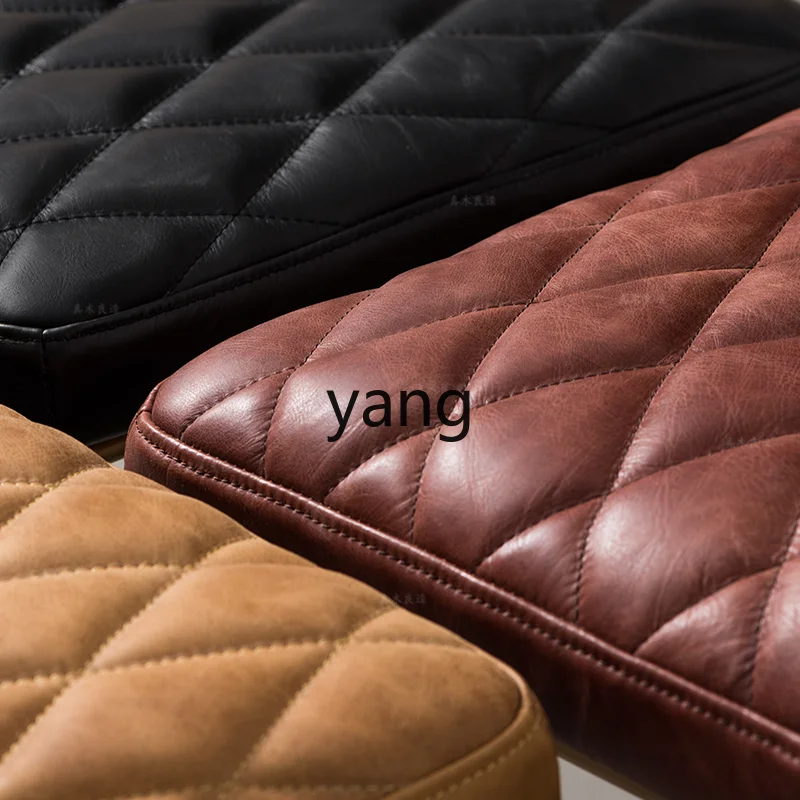 Обеденный стул Yhl Kafuu из натуральной кожи со стразами в клетку верхний слой ретро