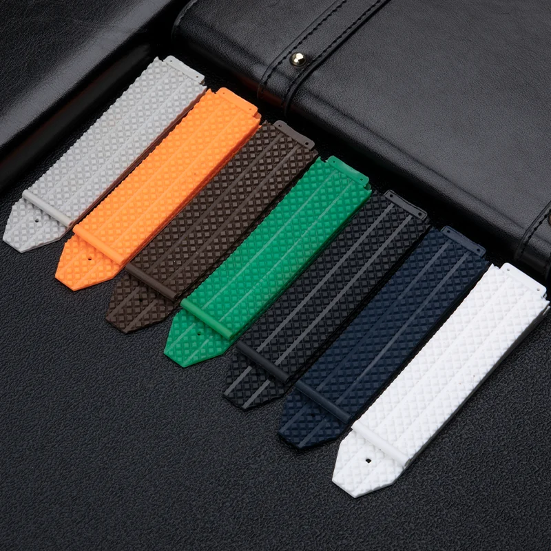 

25*17mm Black White Brown Blue Silicone rubber butterfly buckle logo tool Fit For Hublot strap for Bigbang watchband watch band