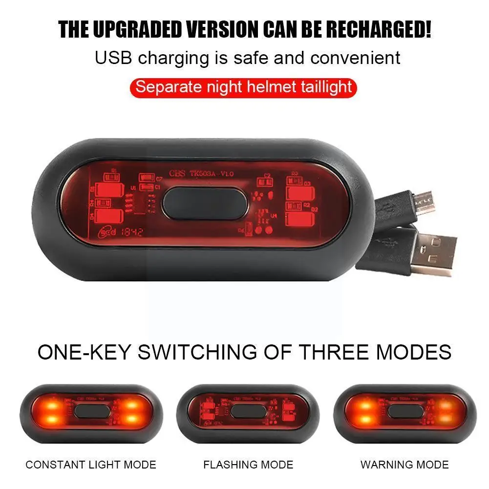 

Motorcycle Helmet Tail Light Ipx6 Led Usb Rechargeable 3 Signal Warning Modes Lamp Safety V2c9