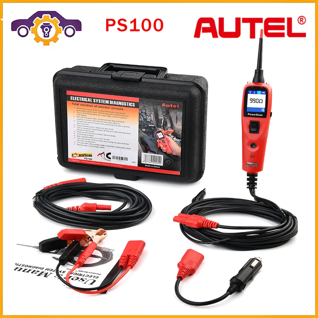 

Autel PowerScan PS100 Auto Car Electrical System Probe Kit 12V/24V Circuit AVOmeter Tester Automotive Car Diagnostic Tool