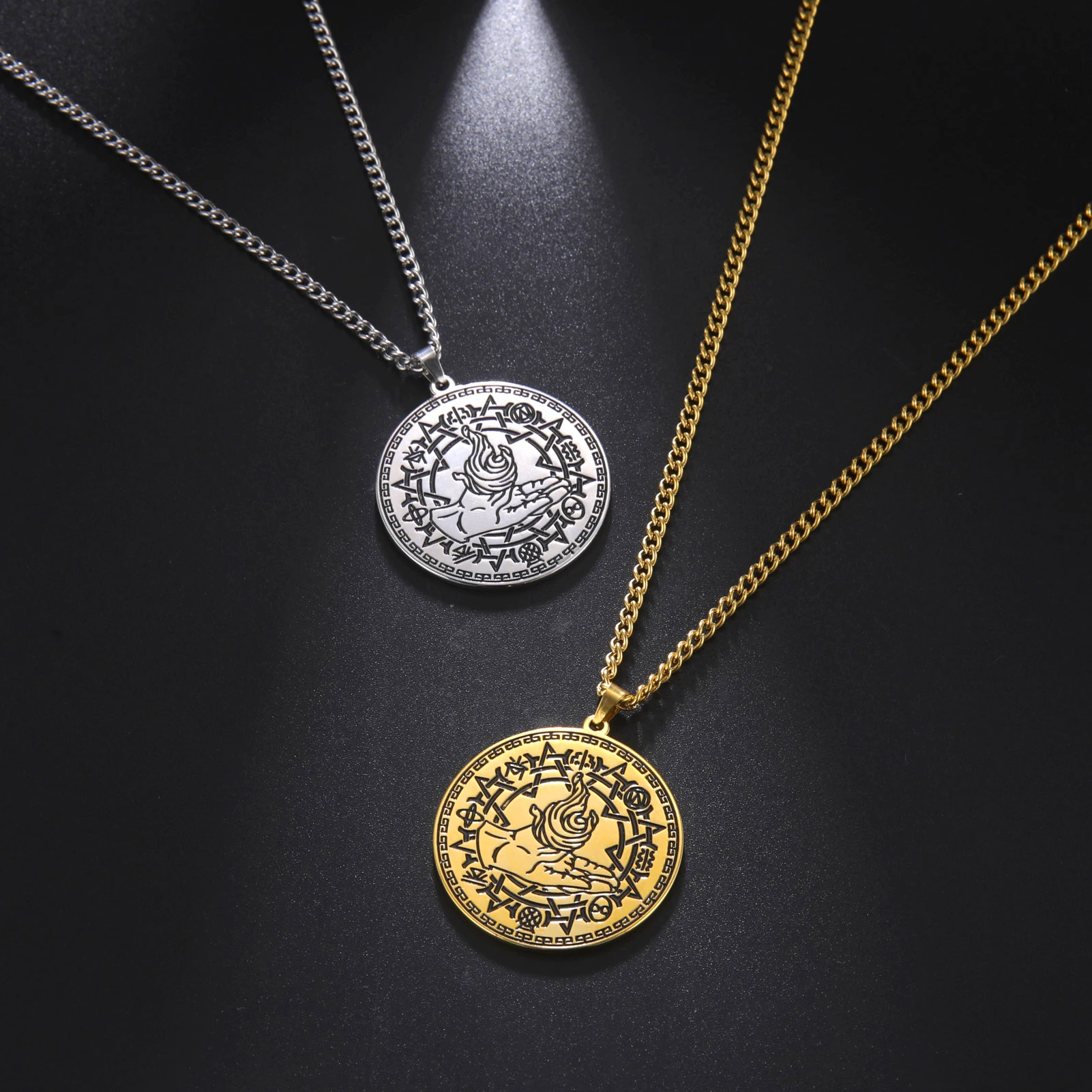 LIKGREAT волшебный символ огня ожерелье с алхей Классическая Геометрическая