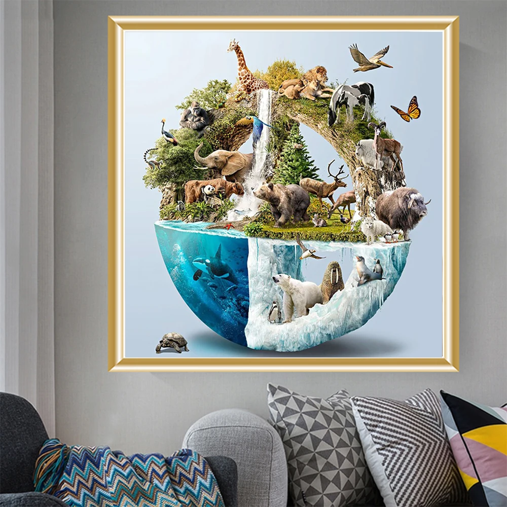 

5D DIY Diamond Painting Animal Earth Full Round Diamond Embroidery Mosaic Cross Stitch Kits Home Decoration Art Gift
