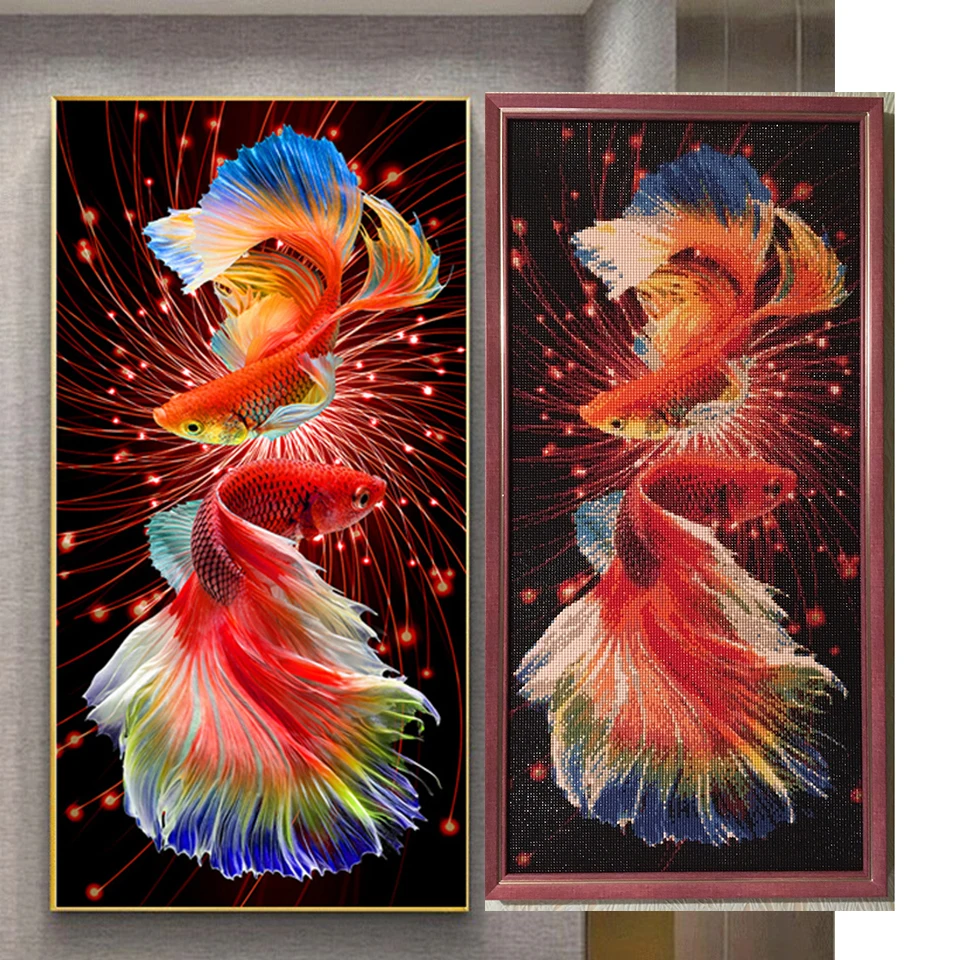 

5d Diamond Painting Enter The Entrance Hallway Lucky Light Luxury Double Koi DIY cross stitch diamond mosaic embroidery Home Art