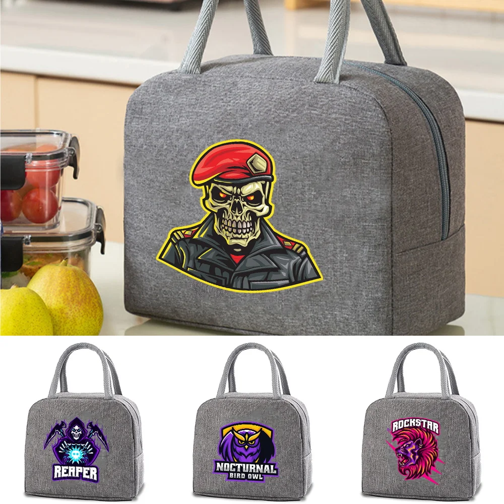 

Food Door Thermal Lunch Bag for Women Teamlogo Print Picnic Packed Cooler Bag Insulated Lunchbox School Child Dinner Handbag