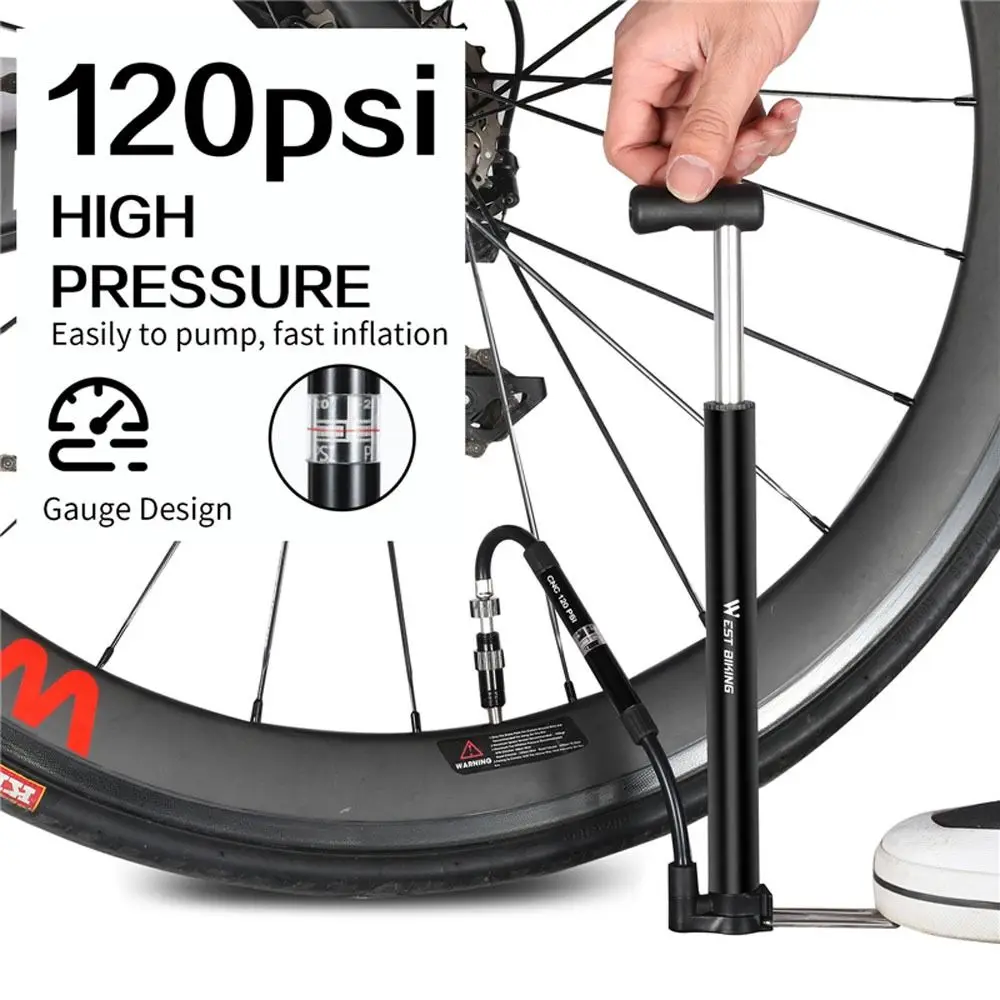 

120PSI Portable Mini Bicycle Pump Multi-Function High Pressure Air Pump Durable Mountain Bike Tire Inflator Pump