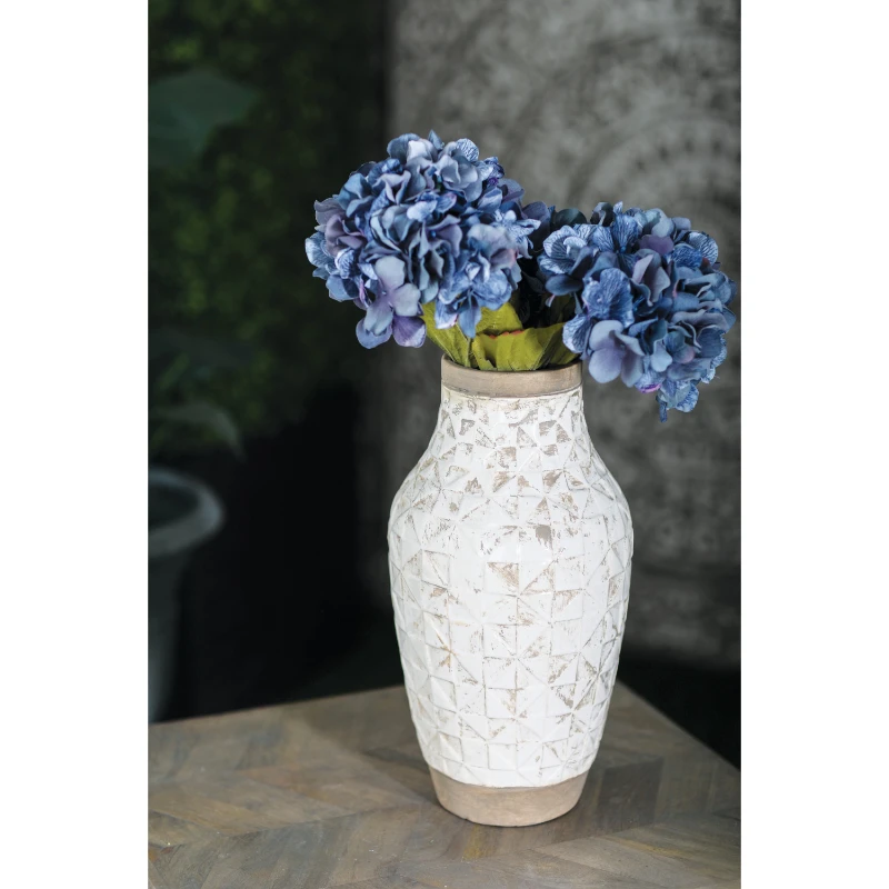 

16" White Ceramic Vase for Plants Table Decoration