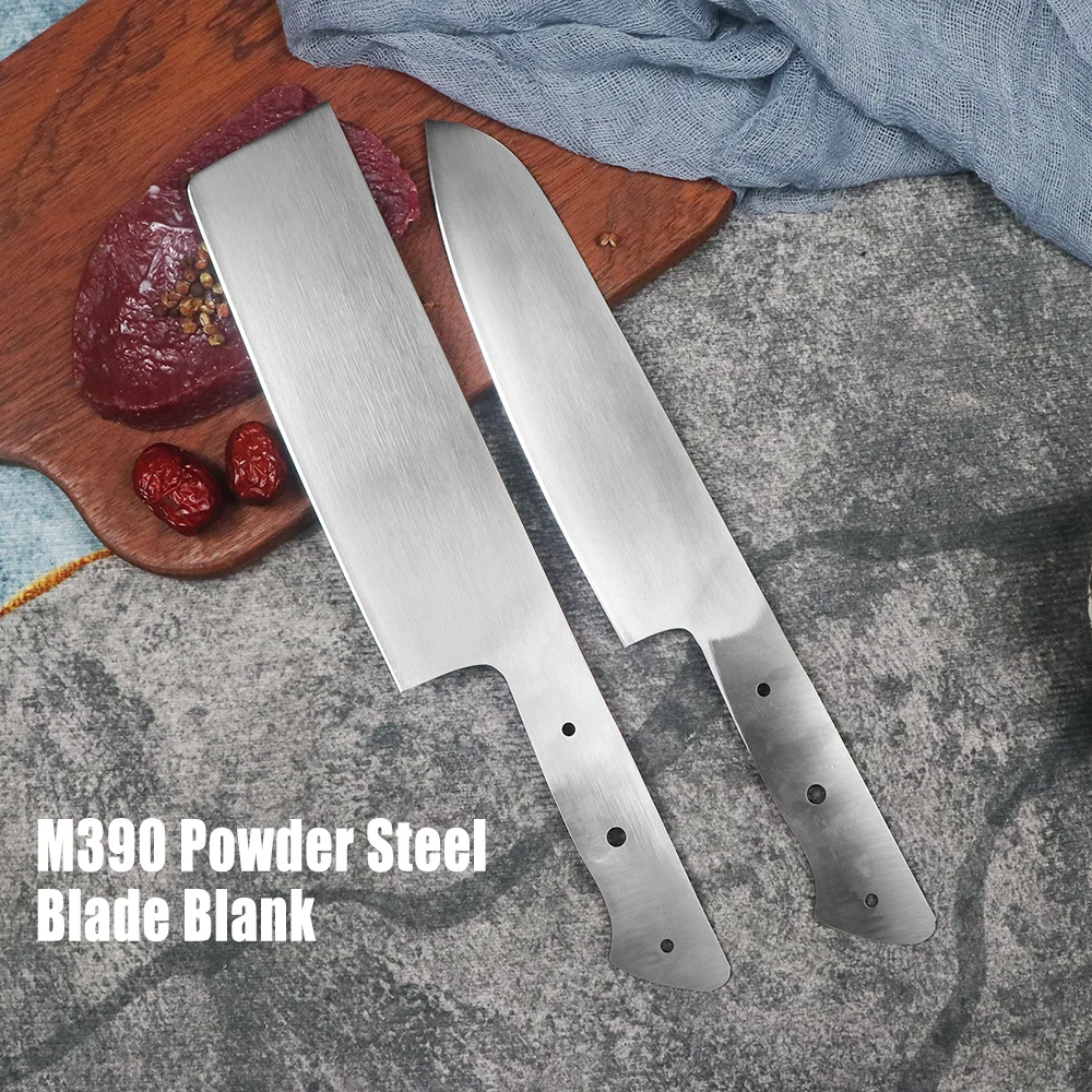 

Overall M390 Powder Steel Blade Super Sharp DIY 7 Inch Santoku Nakiri Knife Handle Blade Blank