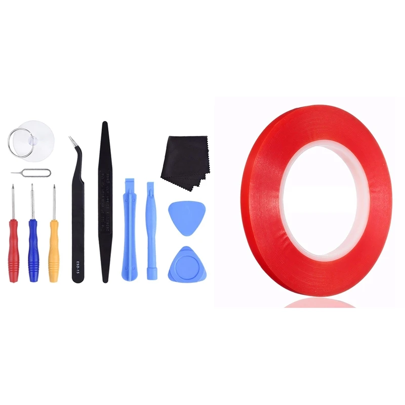 

12 Pcs Opening Pry Repair Tool Kit & 1 Roll 2Mm Adhesive Double Sided Tape Strong Sticky