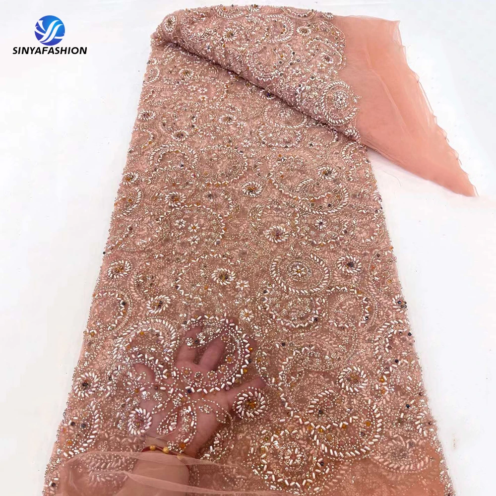 Фиолетовая африканская нигерийская кружевная ткань высокого качества 5 ярдов